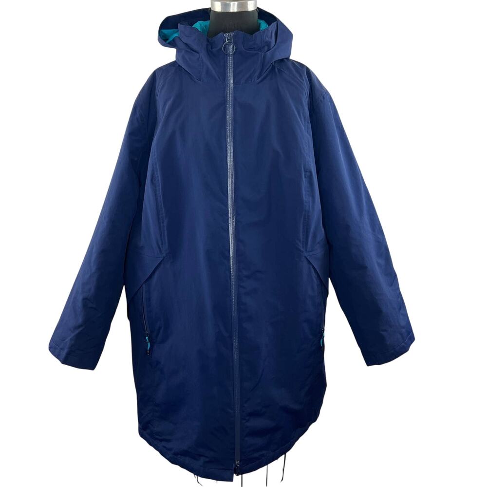 NEW Lands' End Blue Primaloft Long Sleeve Zip Front Lined Hooded Jacket 2X